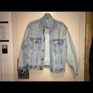 Floral print jean jacket